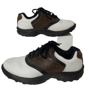 Footjoy Golf Shoes Saddle Oxford Leather 45516 Mens Size 9.5 W Brown White Black